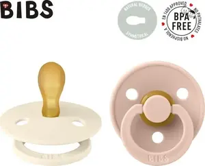 Bibs Colour Symmetrical Māneklīšu komplekts no 2 gabaliem Ivory un Blush Izmērs S Dabīgais Hevea kaučuks
