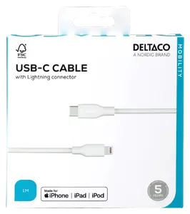 USB-C - Lightning kabelis DELTACO IPLH-451-1 balts