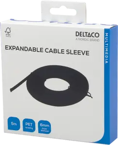 DELTACO LDR21 Nylon Net Cable Tube Outer Diameter 6.0 mm 5 m Black