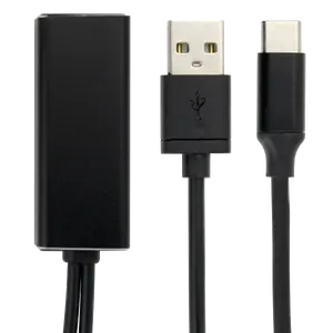 Ethernet адаптер DELTACO USBC-CAST-ETH для стриминговых устройств, 100 Мбит/с, разъемы USB-A и USB-C, кабель 1 метр, черный