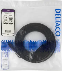 HDMI cable DELTACO HU-30-FLAT 48G 3M flat black