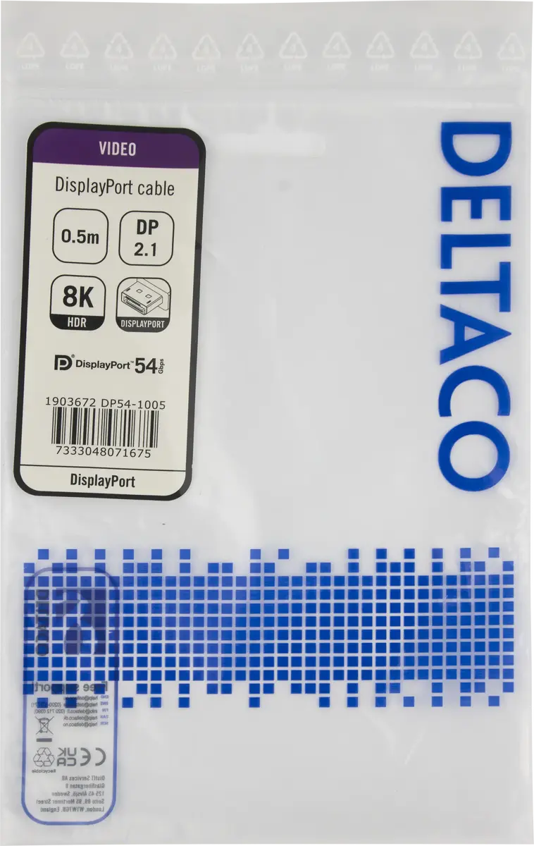 DELTACO DisplayPort Cable DP 2.1a DP54 Photo 4