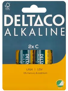 DELTACO C/LR14 Sārma baterija 2 gab.