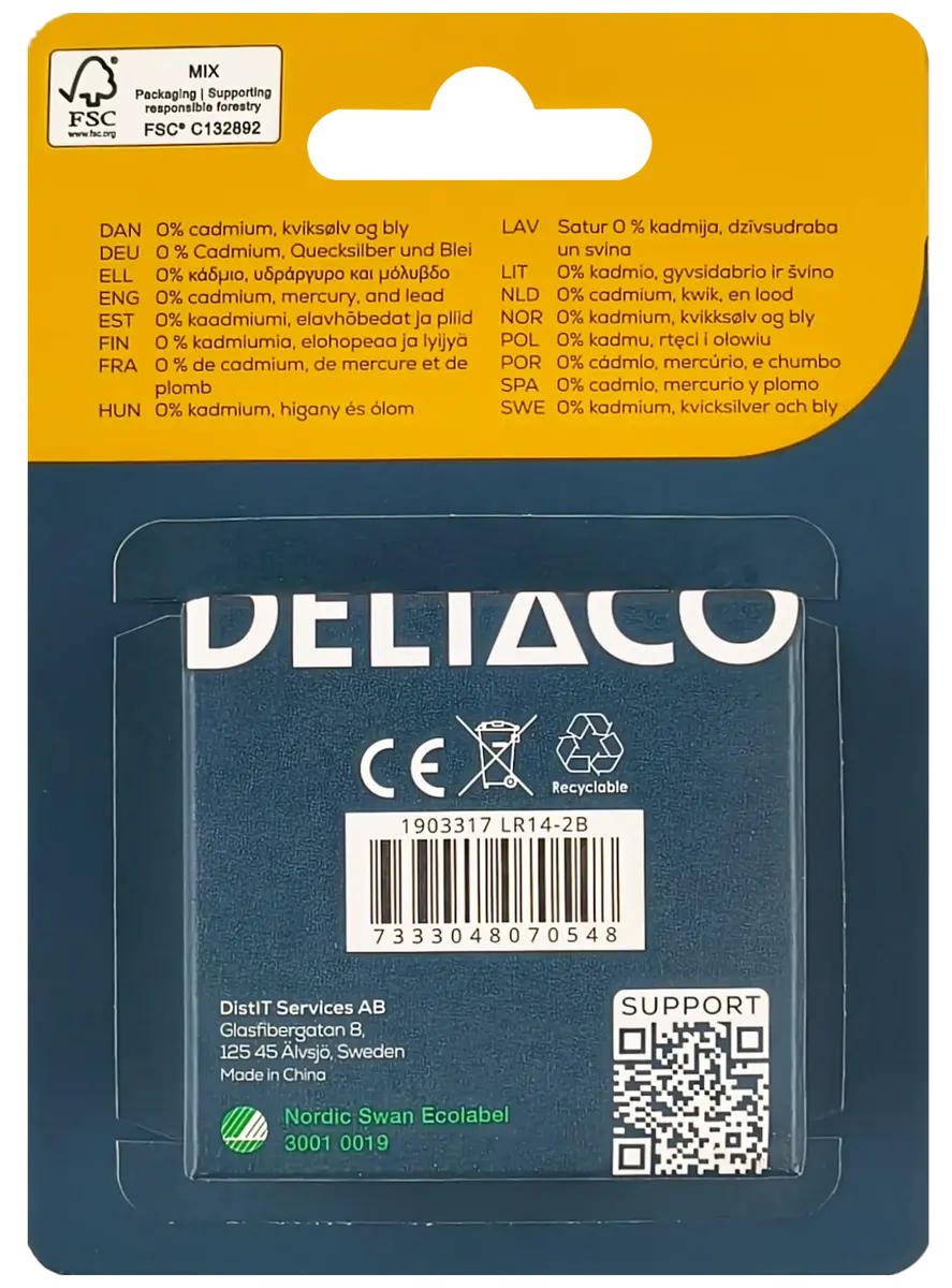 DELTACO C/LR14 Sārma baterija LR14-2B Photo 2