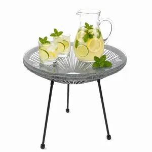 Kadax round garden and balcony coffee table made of synthetic rattan