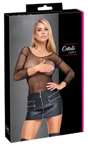 Мини-юбка из искусственной кожи Cottelli Collection Размер XL Черная На молнии