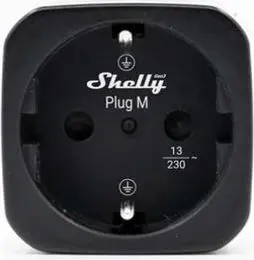Shelly Plug & Play Plug M Gen3 Black 2 gabalu komplekts viedā kontaktligzda 13A ar jaudas mērīšanu WLAN un Bluetooth