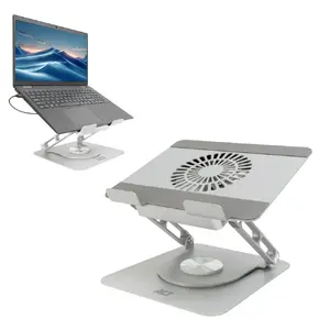 ACT AC8106 Rotatable Laptop Cooling Stand Grey Aluminium Metal with 360 Degree Rotation and Stepless Height Adjustable
