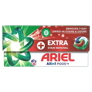 Ariel veļas mazgāšanas kapsulas extra stain removal, 26 gab