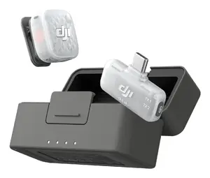 DJI Mic Mini 2S bezvadu mikrofonu sistēma ar 1 raidītāju, 1 mobilo uztvērēju un lādēšanas futrāli, visvirziena, 400 m darbības rādiuss, 11 h baterijas darbības laiks