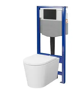 CERSANIT Mesta D206 complete toilet set with concealed frame and black flush button