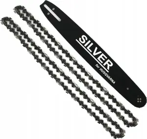 Silver Guide Bar and Two Chains 16 inch 325 pitch 1.5mm gauge 66 drive links