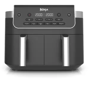 Аэрофритюрница Ninja DualZone DZ801EU с двойной чашей емкостью 7.6 л, черная, кнопочное управление, функции разогрева, выпечки и жарки