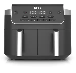 Ninja DualZone DZ801EU 7.6L Double Hot Air Fryer with Built-in Display, Reheat, Baking and Frying Functions, Black