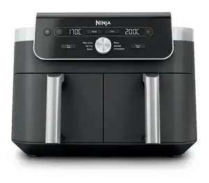 Ninja DualZone XL DZ901EU 9.5Л 2470Вт Аэрофритюрница с двойной чашей, емкость продуктов 2 кг, управление кнопками и поворотом, серый