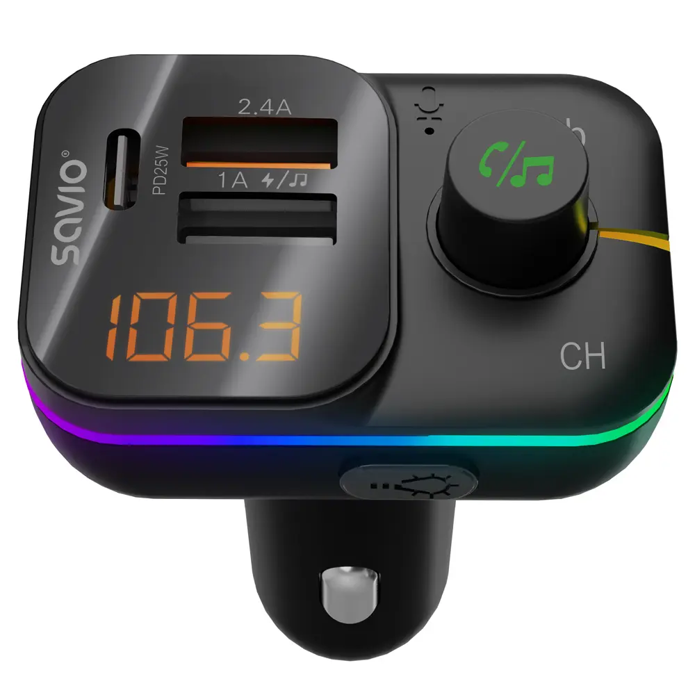 FM-трансмиттер SAVIO TR-18 с Bluetooth и LED-дисплеем Photo 7