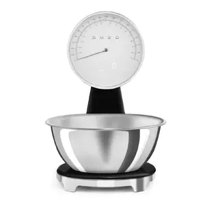 Smeg KSF01BLWW Electronic Kitchen Scale Black with Analog LCD Display 5 kg Capacity 1 g Accuracy and Built-in Lithium-Ion Battery