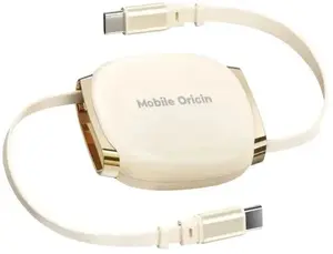 Mobile Origin CB7 Beige USB-C uz USB-C ievelkams kabeļa korpuss 100W