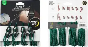 NITEIZE F9SP-01-4R3 Reflective Tent Guy Lines with Figure 9 Cord Tighteners