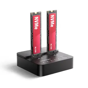 AXAGON ADSA-M2C22L Dubultā M.2 NVMe SSD dokstacija un klonēšanas stacija ar USB-C 20Gbps saskarni, melna, atbalsta 2 diskus