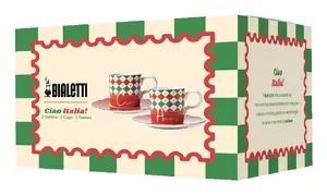 Bialetti Tricolore 2-Cup Espresso Cup and Saucer Set