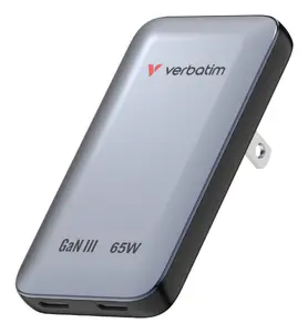 Verbatim Essentials Slim GaN Wall Charger 65W US/EU/UK - Grey