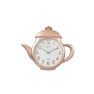 Rosberg Teapot Wall Clock 55R59998GR Rose Gold with Continuous Sweep Movement and 18 cm Dial