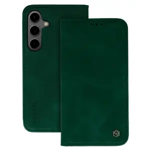 Wonder Smart book type phone case for Samsung Galaxy A55 5G green artificial leather with card slots and stand