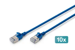 DIGITUS DK-1632-A-003S-B-10 Plāns tīkla kabelis Cat6a F/FTP RJ-45 Zils 0.3 m 10 gabalas