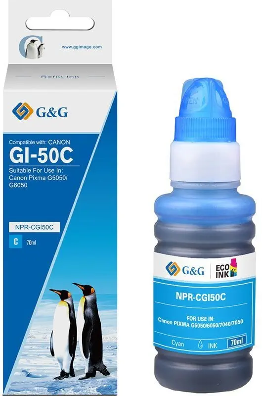 Tintes kasetne G&G GI-50 Cyan 70