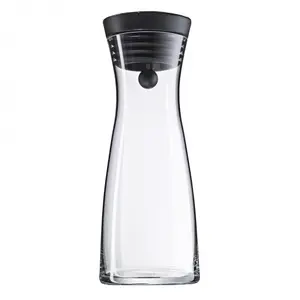 WMF Basic 0.75 L Glass Carafe with Silicone and Stainless Steel Lid, Black and Transparent