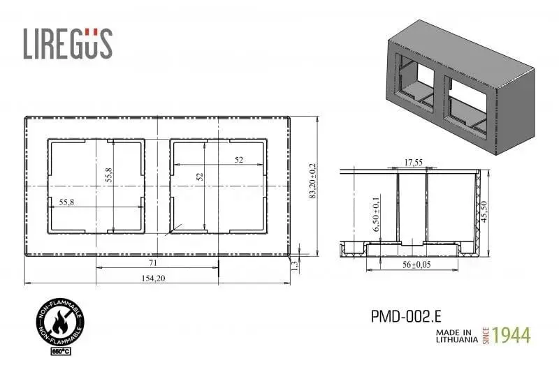 LIREGUS EPSILON PMD-002.E/B Frame 2-Gang White Photo 3