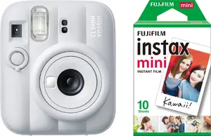 Fujifilm Instax Mini 13 Instant Camera Clay White with Auto Exposure Metering and Selfie Mirror