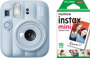 Fujifilm Instax Mini 13 Instant Camera Frost Blue with Film Pack Auto Exposure Close-up Mode Selfie Mirror 60mm Lens