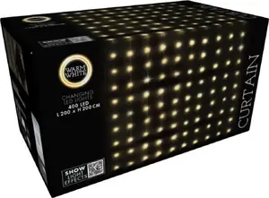 Christmas decoration LED gaismas aizkars 400 LED Silti balts 200x200 cm Āra un iekštelpu ar tālvadības pulti