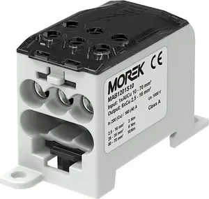 MOREK распределительный блок MAB1201S10 1-полюсный 200А для меди и 160А для алюминия на DIN-рейку TH35