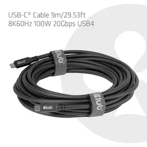 Club 3D CAC-2509 USB 4 Type-C Kabelis, 100W Power Delivery, 8K video atbalsts, 20Gbps datu pārraides ātrums, vīrietis/vīrietis, retail