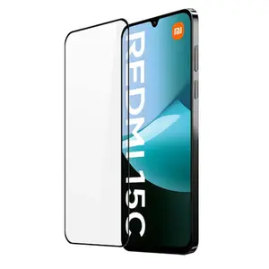 Riff 6D 0.4mm rūdīts stikls ar melnu rāmi Xiaomi Redmi 15C 4G/5G un Poco C85 4G/5G ierīcēm