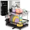 Springos Large 2-Tier Black Dish Drying Rack Photo 2
