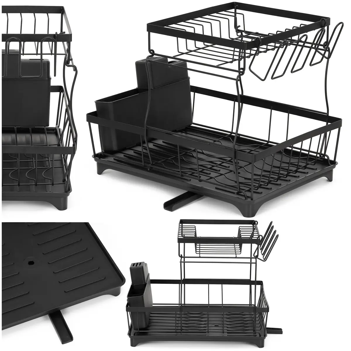 Springos Large 2-Tier Black Dish Drying Rack Photo 3