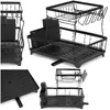 Springos Large 2-Tier Black Dish Drying Rack Photo 3
