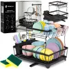 Springos Large 2-Tier Black Dish Drying Rack Photo 4