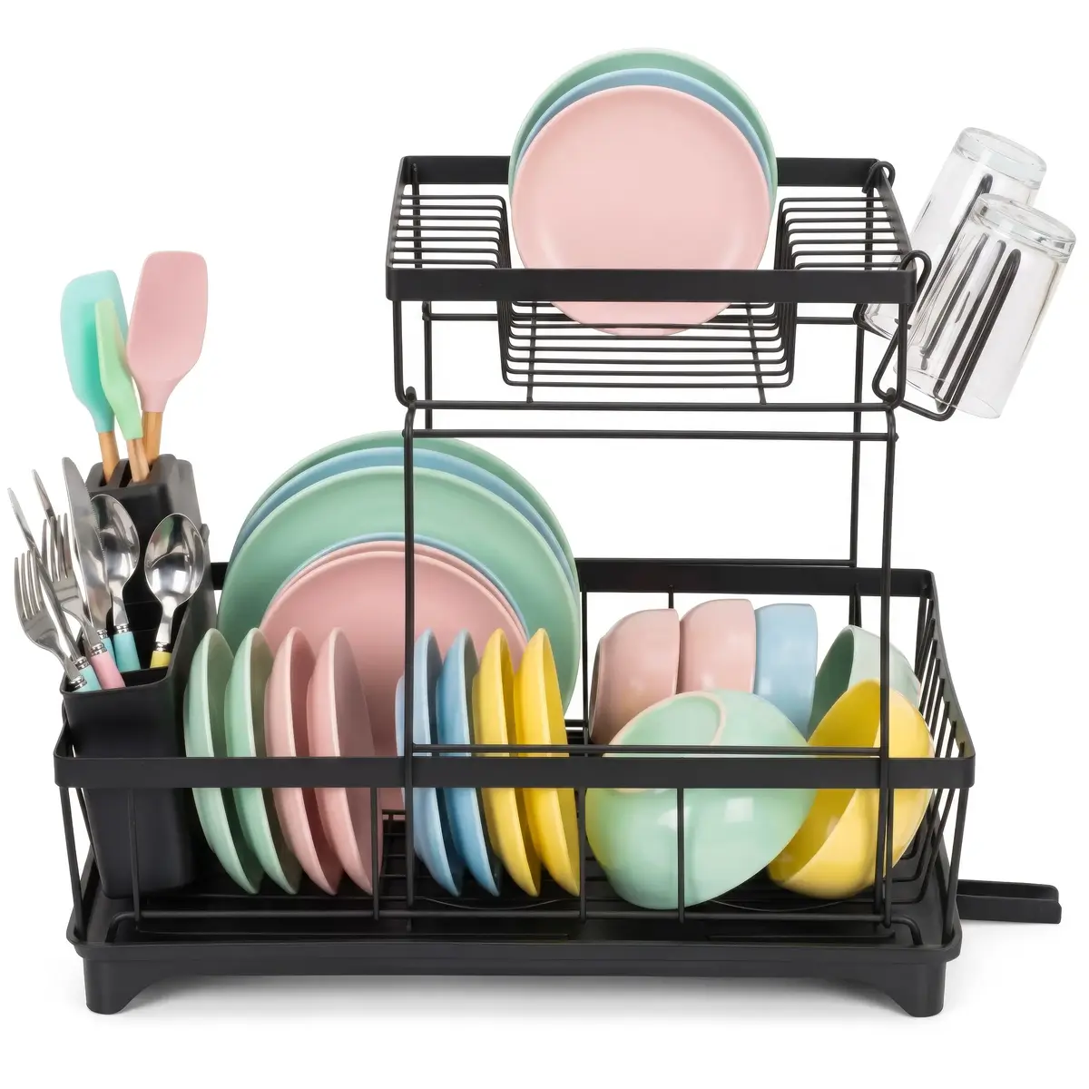Springos Large 2-Tier Black Dish Drying Rack Photo 6