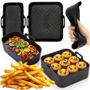 Springos Silicone Inserts for Air Fryer KI0187 2 Pcs 3L and 1.5L BPA-Free Black