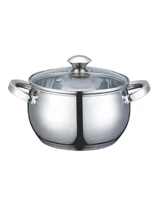 Кастрюля Oliver Voltz Voltz OV51210G22 из нержавеющей стали со стеклянной крышкой, 4.9 литра, 22 см, для индукционных плит