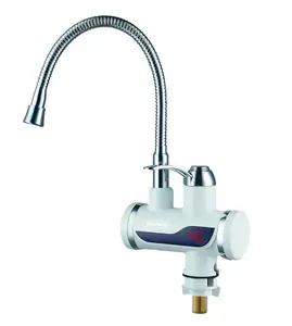 Rosberg 55R57100CW Electric Instantaneous Water Heater Tap for Countertop Installation 3000–3300W with Flexible Spout