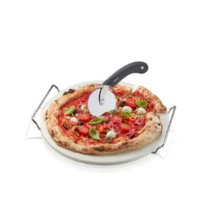 GEFU DARIOSO Pizza Cutter and Stone Set with Round Stand