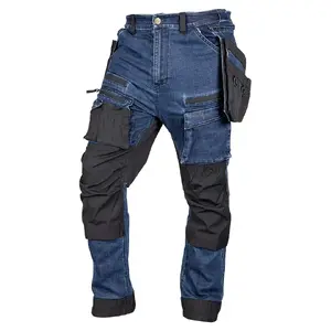 Рабочие джинсовые брюки NEO tools с усилениями из Cordura и съемными кобурными карманами XXL Синие