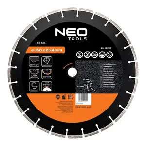 NEO tools 57-614 Laser Welded Segmented Diamond Blade 350 mm with 25.4 mm Bore