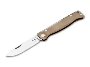 Böker Plus Atlas Brass Pocket Knife 01BO853 with Solid Brass Handle